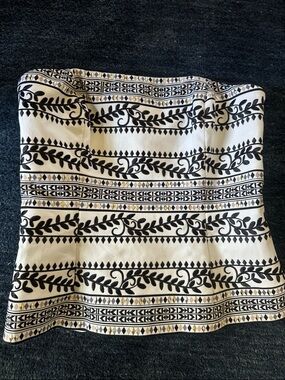 White House Black Market Black and White Strapless Patterned Top